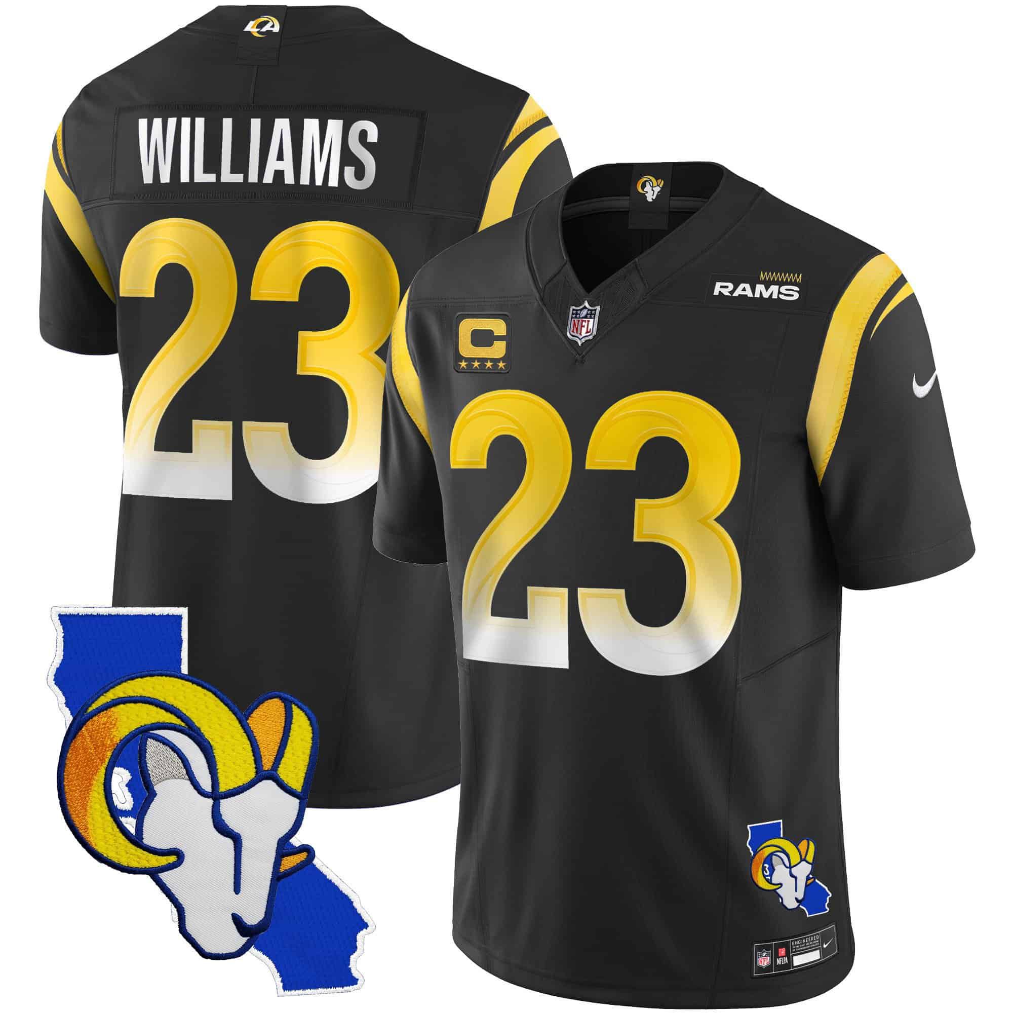 Men Los Angeles Rams #23 Williams Black 2024 Nike California Patch Vapor Limited NFL Jersey style 1->indianapolis colts->NFL Jersey